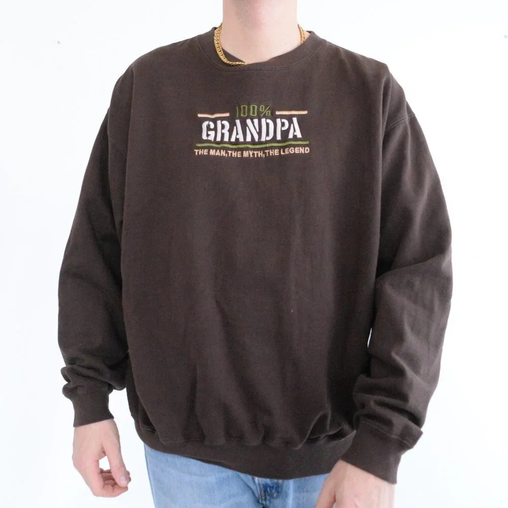 Vintage  MC & Sport Brown Grandpa Crewneck Sweater Size XXL